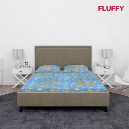 ชุดผ้าปูที่นอน 6 ฟุต 3 ชิ้น ไม่รวมผ้านวม Fluffy คอลเลคชั่น Dreamy ลาย Cat joy_1